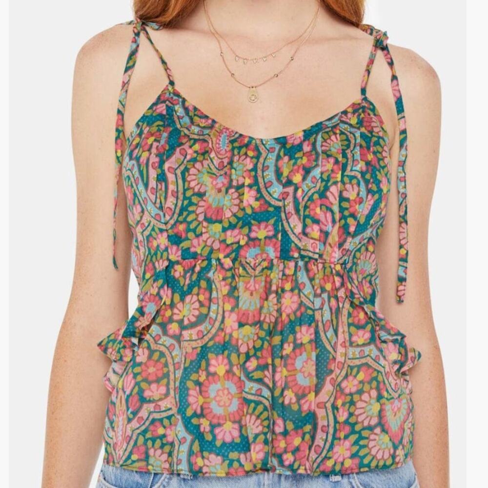 MOTHER The Roam Free Floral Cotton Camisole - Under the Rug Size M